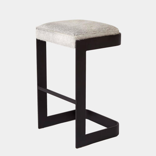 Regan Barstool w/Gray Hair-on-Hide-Graphite