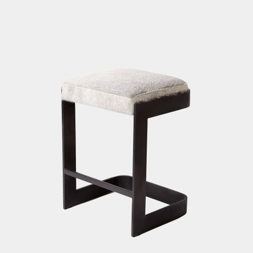 Regan Barstool w/Gray Hair-on-Hide-Graphite