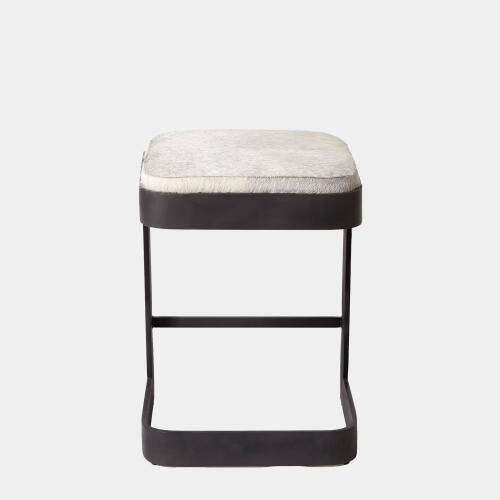 Regan Barstool w/Gray Hair-on-Hide-Graphite