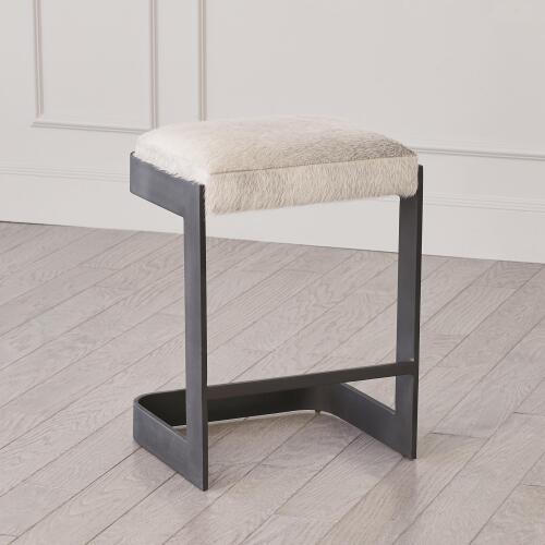 Regan Barstool w/Grey Hair-on-Hide-Graphite