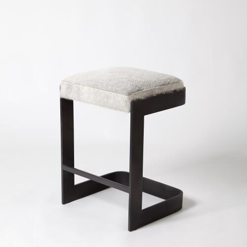 Regan Barstool w/Grey Hair-on-Hide-Graphite