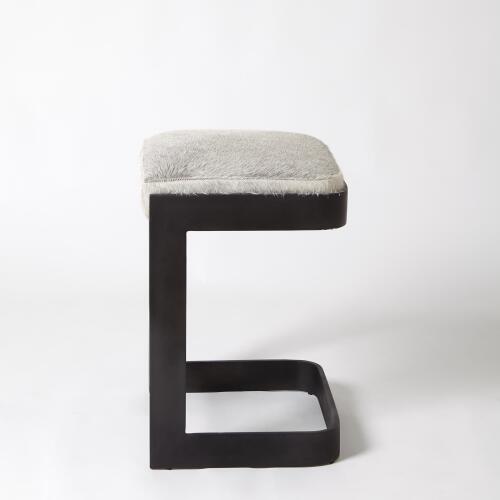 Regan Barstool w/Grey Hair-on-Hide-Graphite