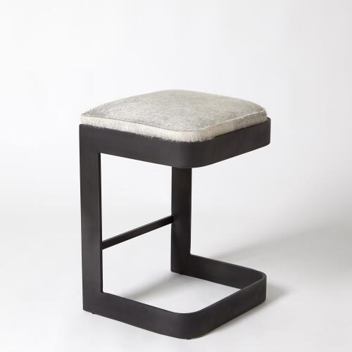 Regan Barstool w/Grey Hair-on-Hide-Graphite