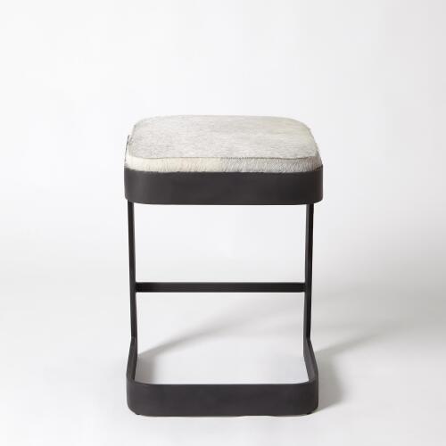 Regan Barstool w/Grey Hair-on-Hide-Graphite