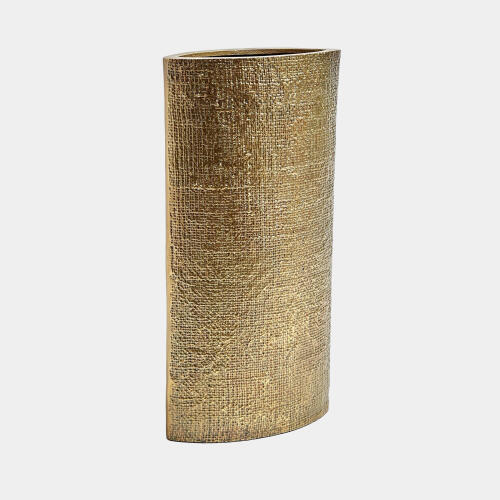Tomiko Hemp Etched Vase-Brass