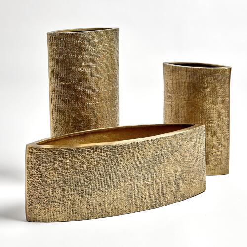 hemp etched vase-brass