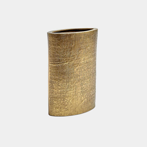 Tomiko Hemp Etched Vase-Brass