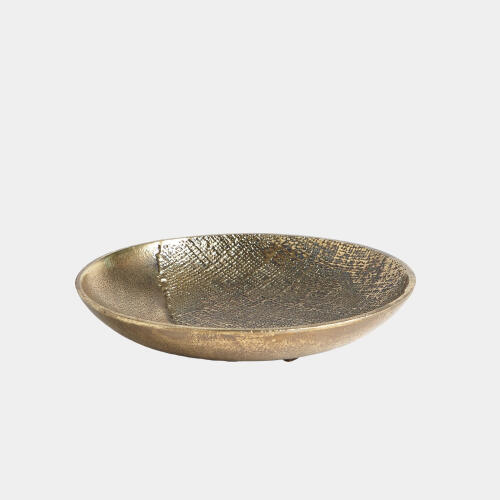 Gertrude Linen Round Tray-Brass