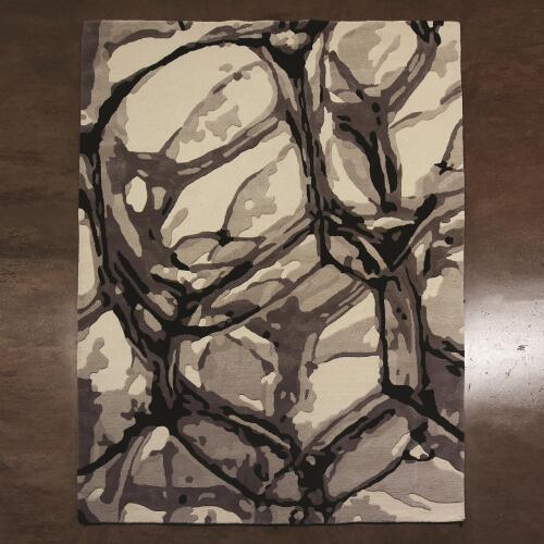 Eyes On The World Rug-Ivory/Black