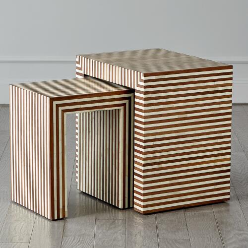 Sienna Nesting End Table-Walnut/Bone