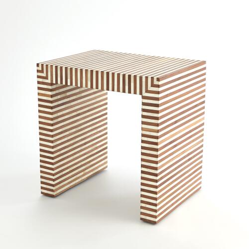 Sienna Nesting End Table-Walnut/Bone
