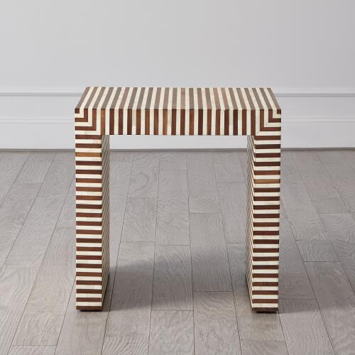 Sienna Nesting End Table-Walnut/Bone
