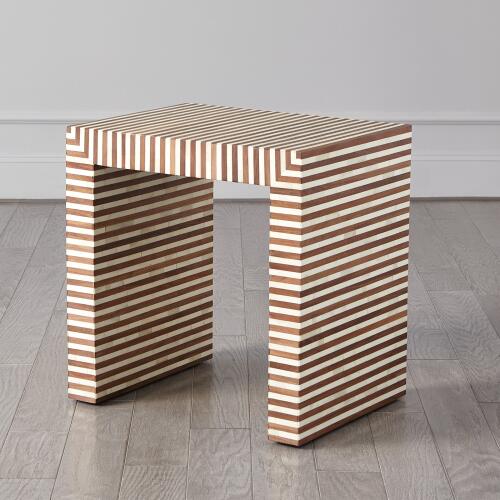 Sienna Nesting End Table-Walnut/Bone