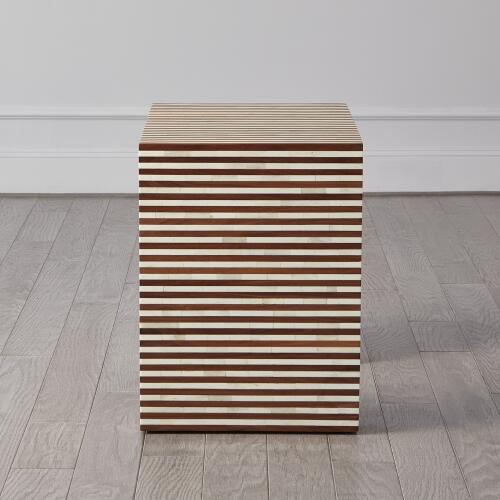 Sienna Nesting End Table-Walnut/Bone