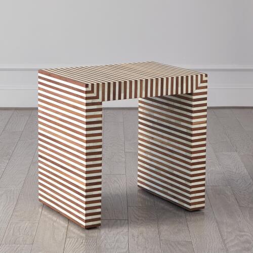 Sienna Nesting End Table-Walnut/Bone