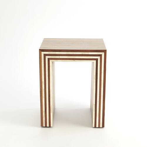 Sienna Nesting End Table-Walnut/Bone