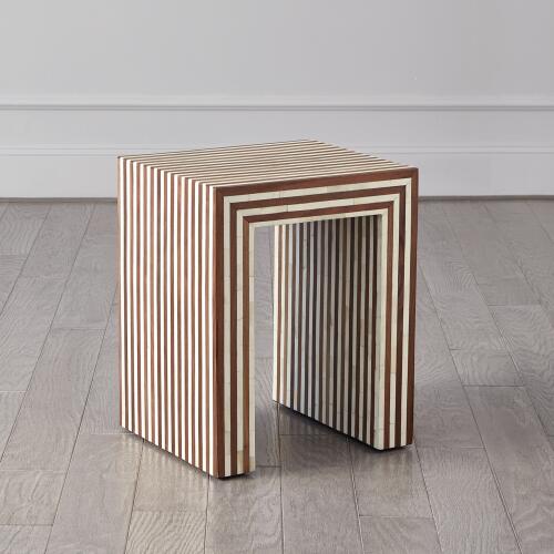 Sienna Nesting End Table-Walnut/Bone