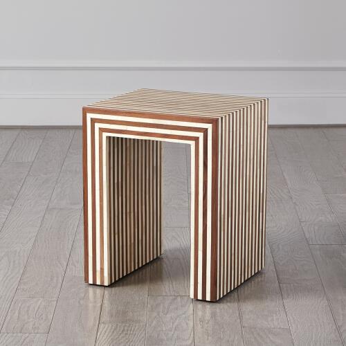 Sienna Nesting End Table-Walnut/Bone