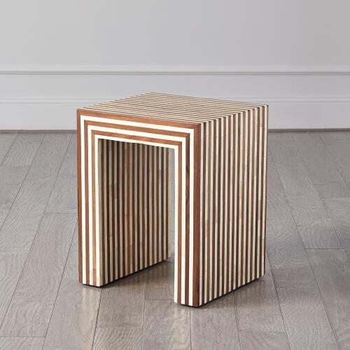 Sienna Nesting End Table-Walnut/Bone