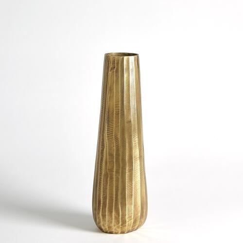 Chased Round Vase-Antique Brass