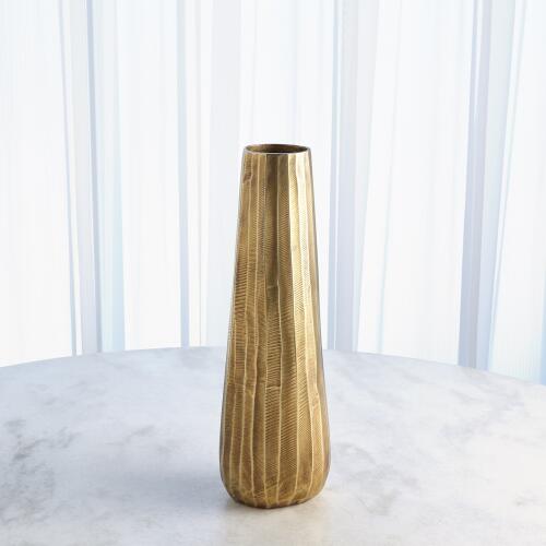 Chased Round Vase-Antique Brass