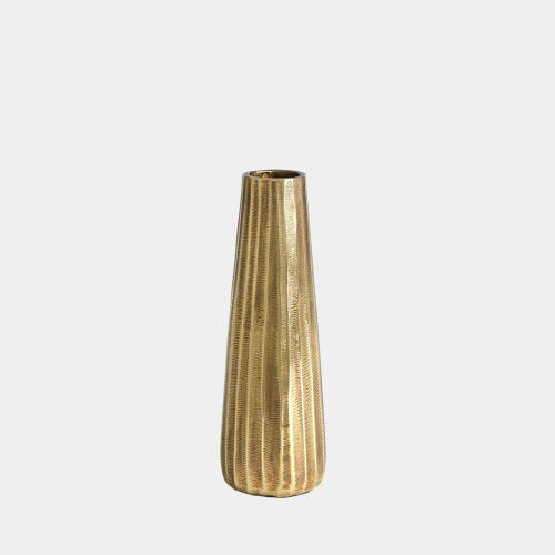Chased Round Vase-Antique Brass