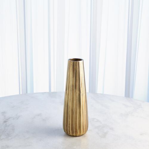 Chased Round Vase-Antique Brass
