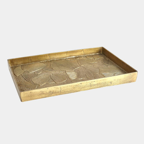 Flora Tray-Antique Brass