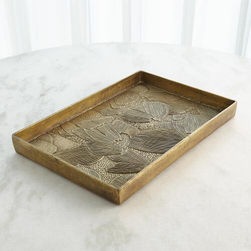 Flora Tray-Antique Brass