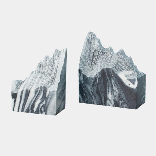 Mountain Summit Bookends-Black Marble