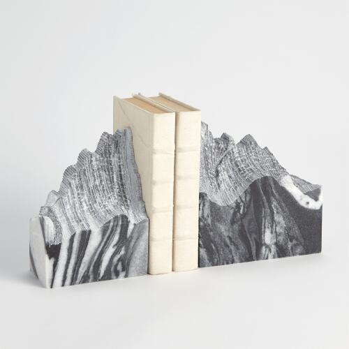 Mountain Summit Bookends-Black Marble