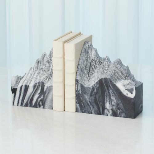Mountain Summit Bookends-Black Marble