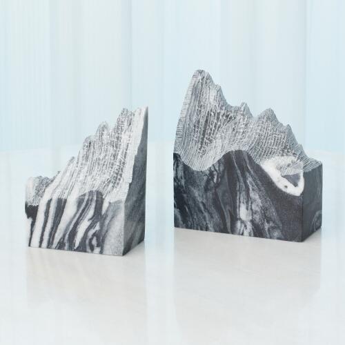 Mountain Summit Bookends-Black Marble