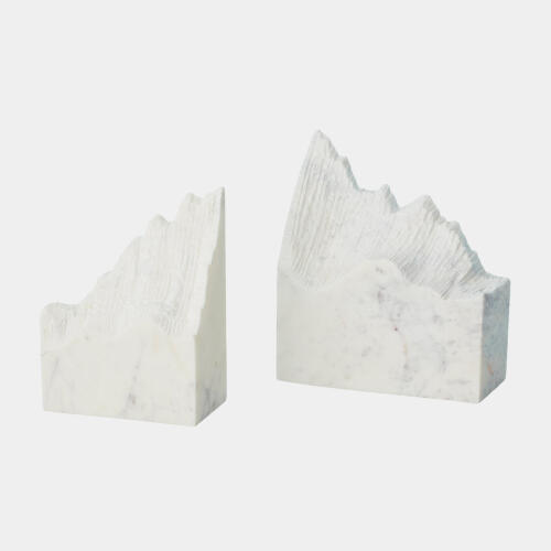 Mountain Summit Bookends-White Marble