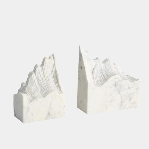 Mountain Summit Bookends-White Marble