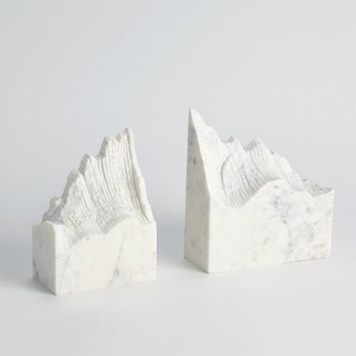 Mountain Summit Bookends-White Marble