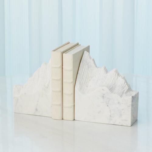 Mountain Summit Bookends-White Marble