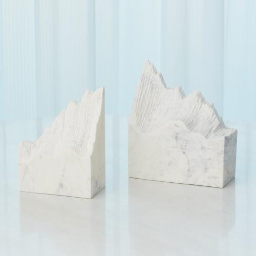 Mountain Summit Bookends-White Marble