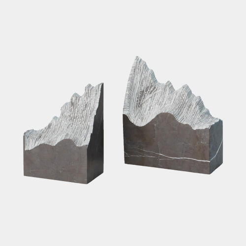 Mountain Summit Bookends-Gray Marble