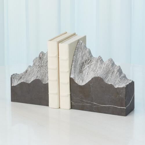 Mountain Summit Bookends-Grey Marble