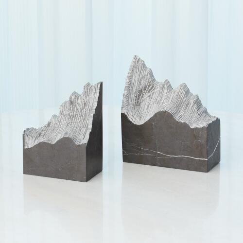 Mountain Summit Bookends-Grey Marble