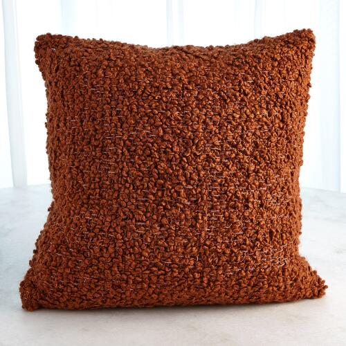 Textured Boucle Pillow-Rust