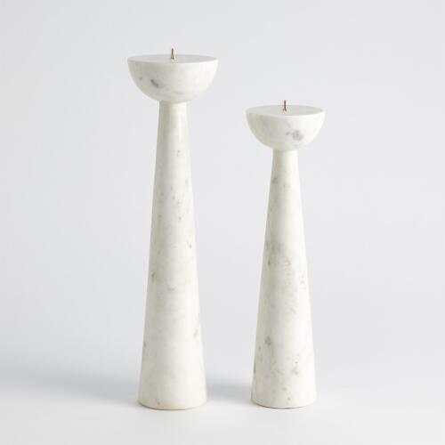 Round Top Candle Stand-White