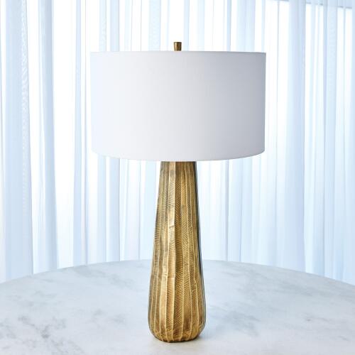 Chased Round Table Lamp-Antique Brass
