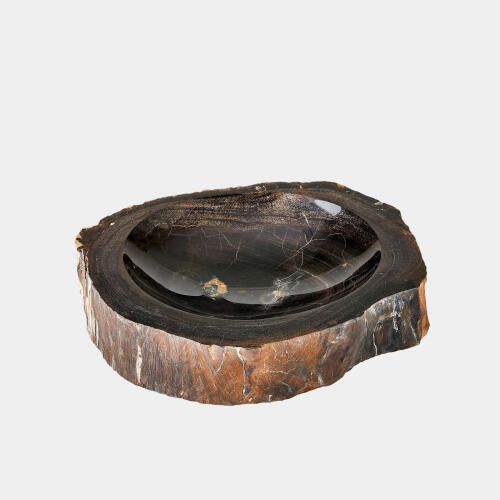 Petrified Wooden Bowl-Black/Brown