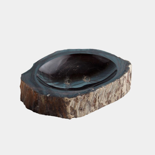 Petrified Wooden Bowl-Black/Brown