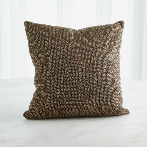 Bugle Beaded Pillow-Gold/Gunmetal