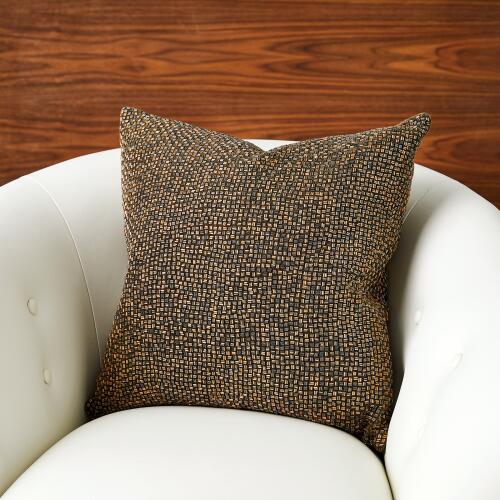 Bugle Beaded Pillow-Gold/Gunmetal
