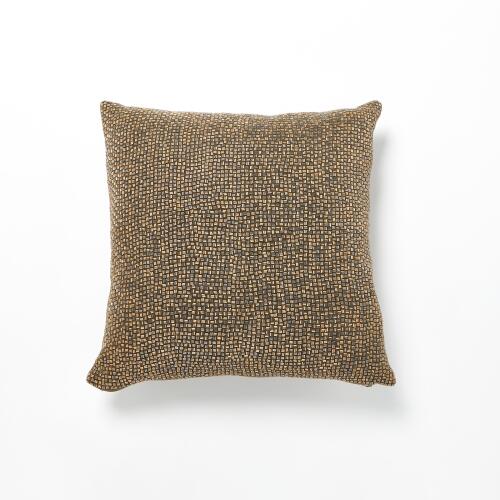 bugle beaded pillow-gold/gunmetal
