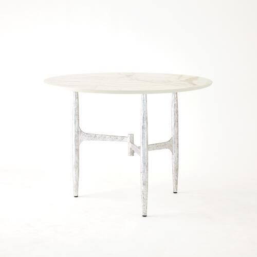 Radius Round Table-Silver w/Golden White Top